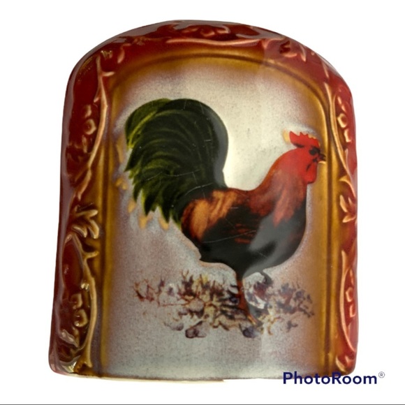 Farmhouse Rooster Ceramic Napkin Holder Glazed Hand Painted Ceramic Multicolor - Picture 7 of 13